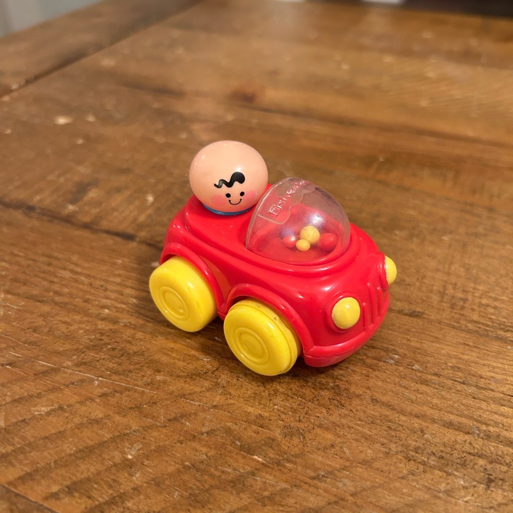 Fisher Price Small Red Car Plastic Pop Corn Popping